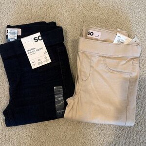 SO Mid Rise Girls Jeggings - Dark denim and Tan